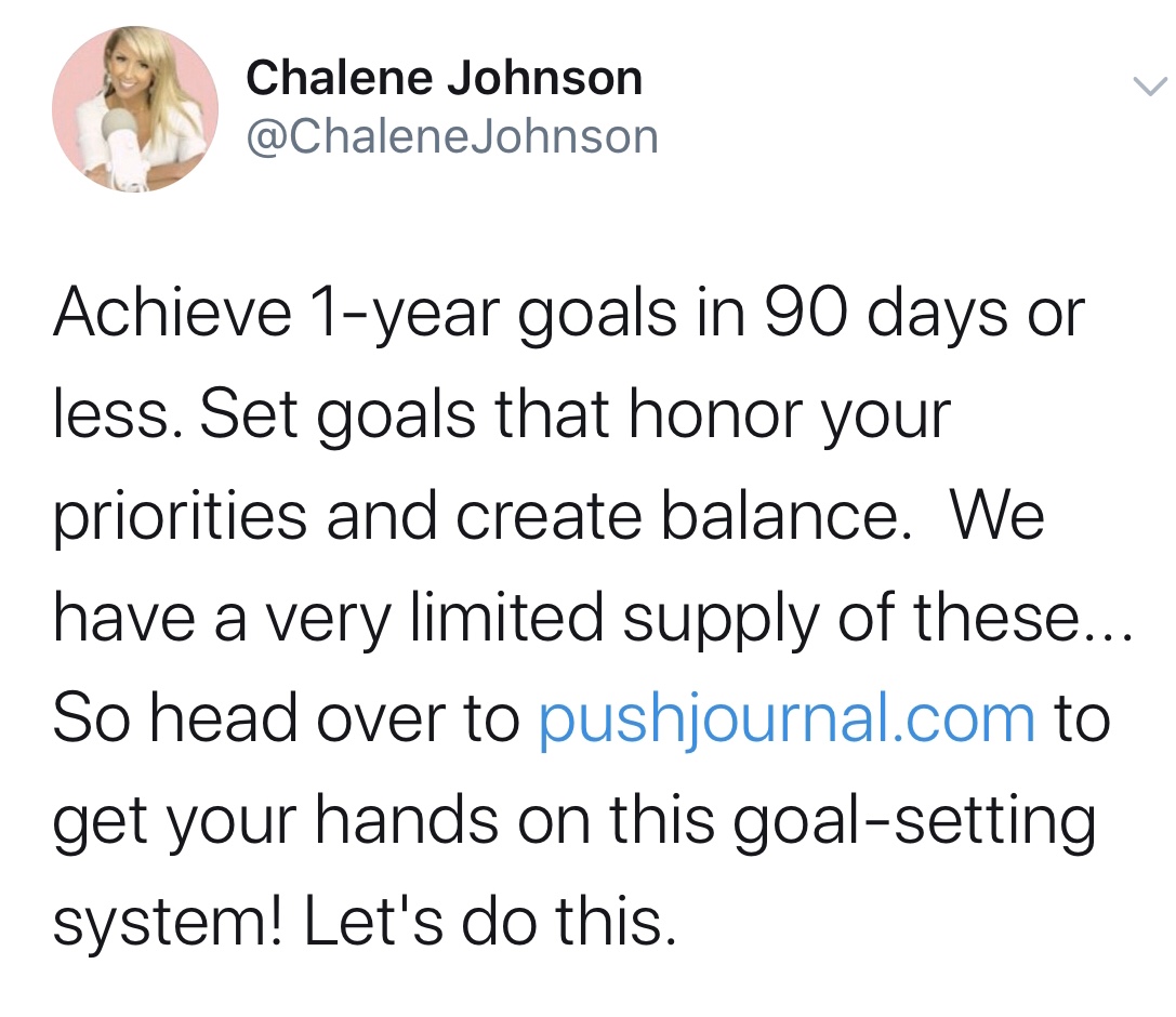 Tweet by Chalene Johnson