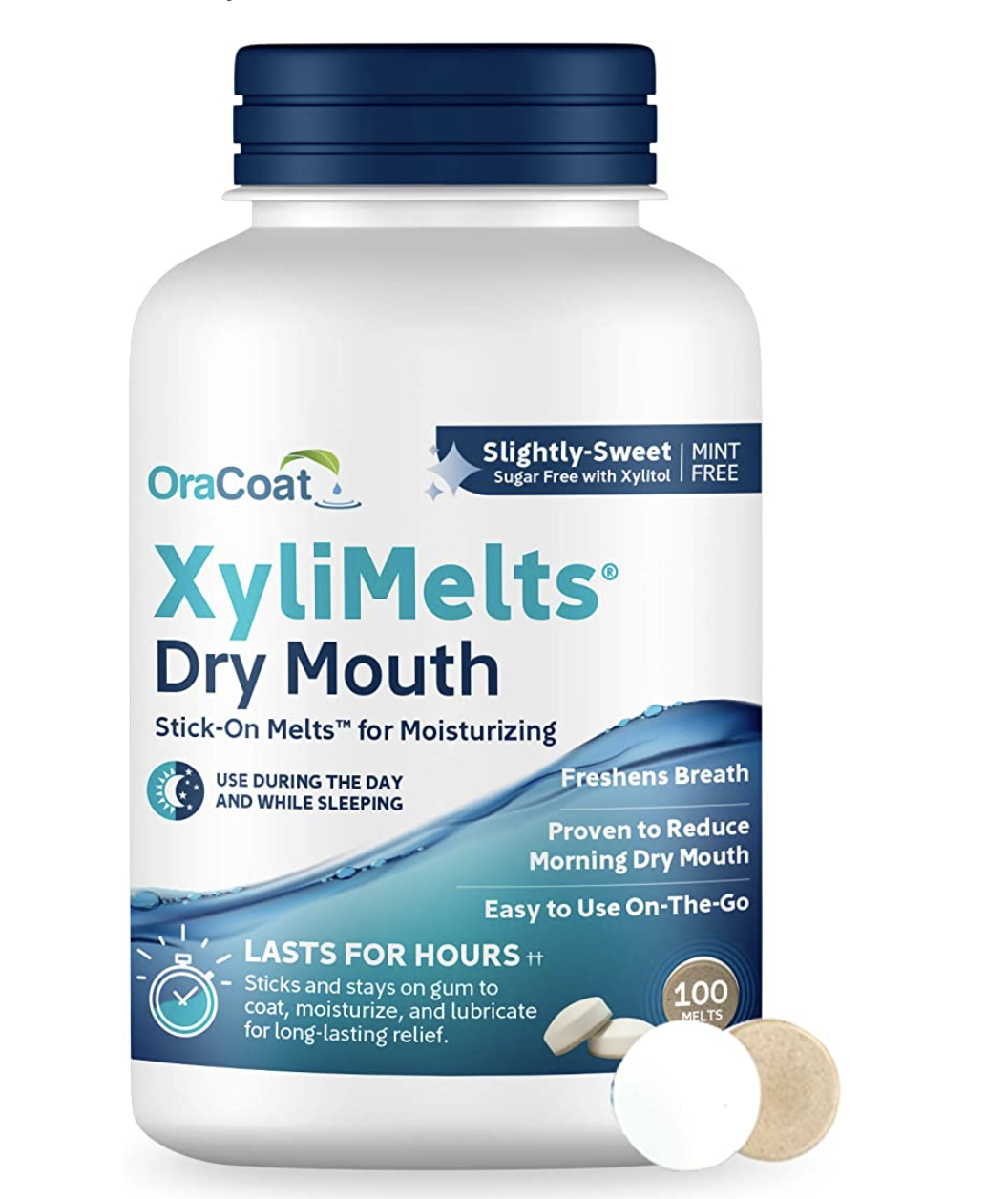 a bottle of xylmets dry mouth tablets